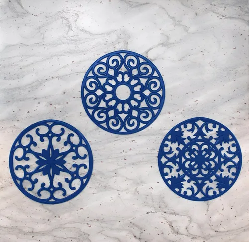 Miniatura 5 de GASARÉ, Salvamanteles de silicona extra grandes, gruesos, de 10 pulgadas para platos calientes, ollas y sartenes, almohadillas calientes para Azul