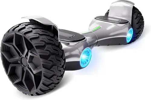 CBD 8.5'' Offroad Scooter with Corlorful LED and Music Speaker, Dual 350W Brushless Motor Up to 10Mph All Terrain Scooter for Adults(Silvery)