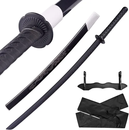 Miniatura 10 de Espada katana japonesa – Hoja negra de polipropileno con Saya, espada de entrenamiento Samurai para cosplay, 40.1 pulgadas