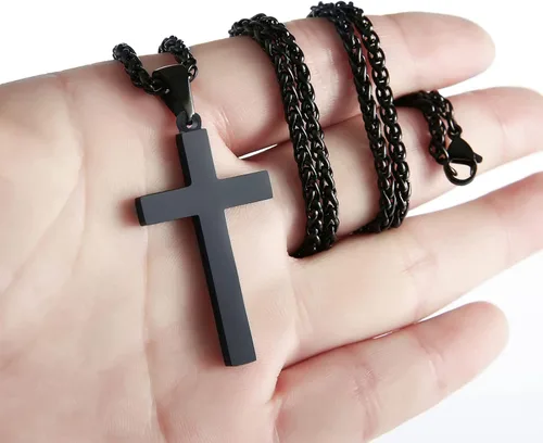 Miniatura 2 de RS Collar de cruz para hombres y mujeres, de 16 a 24 pulgadas, cadena de colgante de cruz de acero inoxidable, regalo religioso