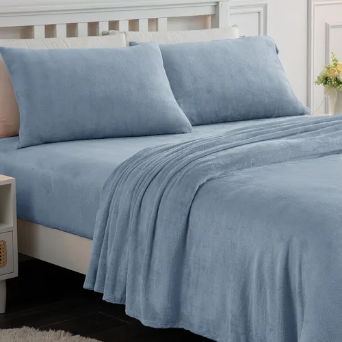 Softan Sábanas de Vellón Tamaño Full, Suaves Como Franela, Sábanas de Felpa Cálidas y Esponjosas, Ropa de Cama de Microvellón Polar de Terciopelo