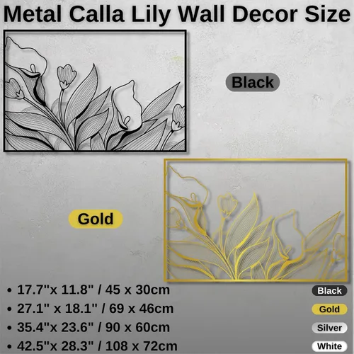Miniatura 4 de Decoración de pared de metal, arte de pared de metal con flores de lirio de cala, decoración de pared de lirio de cala, decoración de pared de Plata