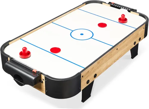 Miniatura 9 de Best Choice Products Mesa portátil de hockey de aire de mesa para sala de juegos con motor de 100 V, ventilador eléctrico, 2 huelgas, 2 discos