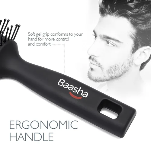 Miniatura 3 de Baasha Cepillo para el cabello, cepillo ventilado para secar con soplado, cepillo de pelo corto para hombre con cerdas con punta de bola, mejor