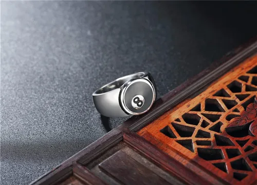 Miniatura 3 de OAKKY Anillo de acero inoxidable para hombre, 8 bolas, sello gótico de la suerte