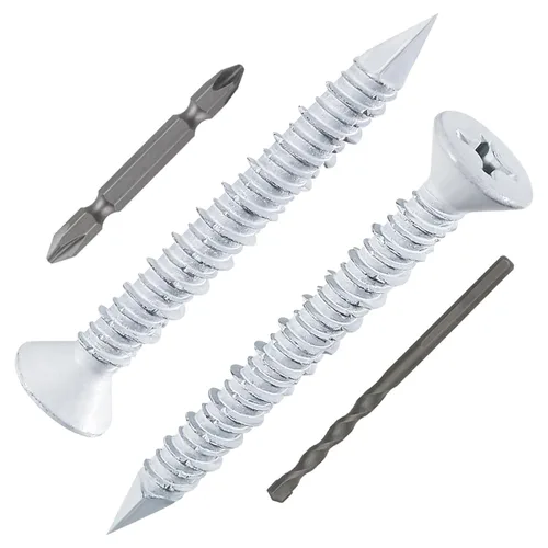 Miniatura 11 de Wensilon (105 PIEZAS) Kit de Anclajes de Tornillo para Hormigón de 3/16" Cabeza Plana Azul/Negro/Blanco para Anclaje a Mampostería, Bloque