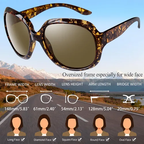 Miniatura 202 de Joopin Lentes de sol de gran tamaño para mujer, polarizados, grandes, para conducción, protección UV, grandes sombras