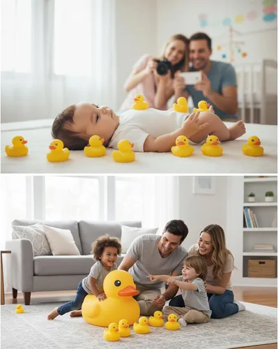 Miniatura 7 de 5 piezas de goma para bañera de Kalafona de 2 pulgadas, impermeable, sin "Bebe", sin agujero, divertido juguete de baño para piscina, sin agujero