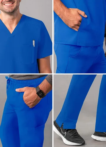 Miniatura 4 de Adar Addition Go-Everyday - Conjunto de uniforme médico para hombre, elegante camiseta médica y pantalones cargo