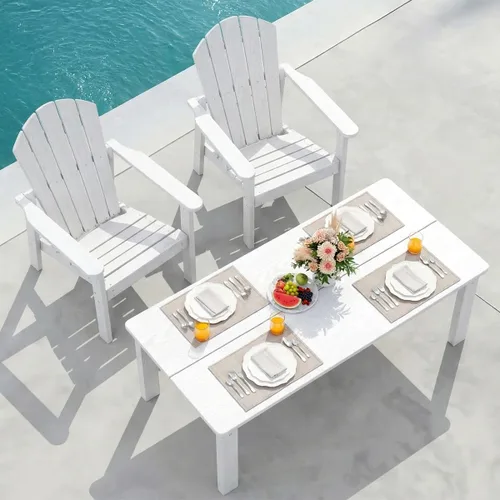 Miniatura 33 de nevilywood Sillas Adirondack compactas apilables, sillas de patio de polietileno de alta densidad de 26.3 pulgadas de ancho, duraderas, diseño que
