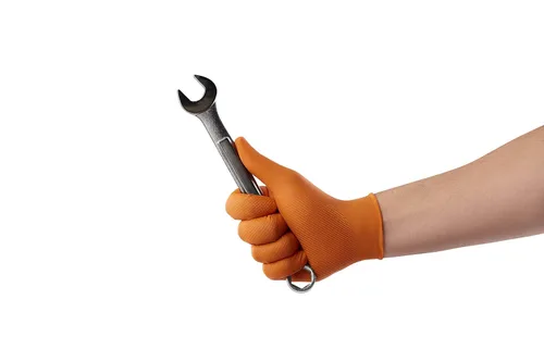 Miniatura 7 de Venom Steel Guantes de nitrilo naranja, 8 mil de grosor, 50 unidades, guantes desechables texturizados de máximo agarre, resistentes a pinchazos