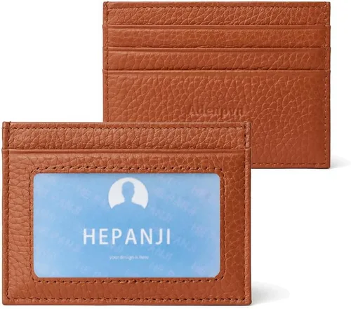 Miniatura 5 de Cartera de tarjeta de crédito de cuero genuino, billetera minimalista, inserciones de billetera delgada, 003, Estuche para tarjetas de crédito