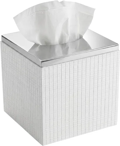 Miniatura 10 de Creative Scents Estella - Juego completo de accesorios de baño, juego de baño blanco de 4 piezas con base plateada incluye: dispensador de jabón