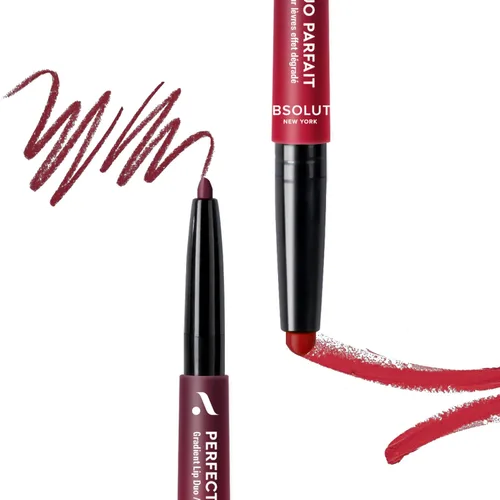 Miniatura 2 de Absolute New York ALD02 Perfect Pair Lip Duo - Labios más completos y más fuertes, sombra más profunda para contornear labios, lápiz labial satinado