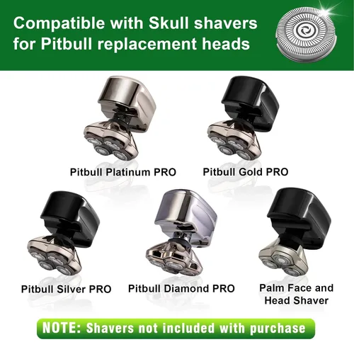 Miniatura 3 de Paquete de 8 cuchillas de repuesto para cabezal de afeitadora compatible con Sku*l Shaver Pitbull Gold PRO - Hoja de repuesto de 4 cabezales