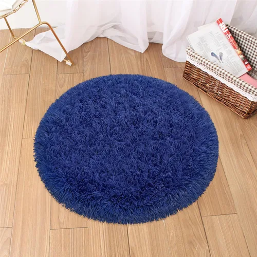 Miniatura 12 de Alfombra circular pequeña para dormitorio, 2 x 2 pies, color azul, para decoración de habitación de niños, redonda esponjosa para guardería