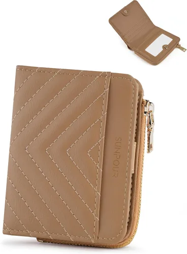 Miniatura 22 de Billeteras pequeñas y plegables para mujer, mini-cartera RFID para mujer, tarjetero delgado con bolsillo con cremallera para monedas y 2 ventanas