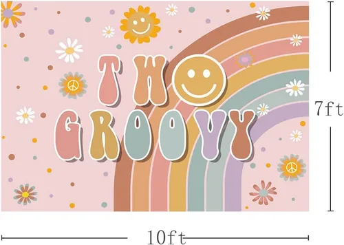 Miniatura 3 de MEHOFOND Groovy One - Telón de fondo bohemio con arco iris para niñas, decoración de cumpleaños para el primer y groovy, fondo de fotografía