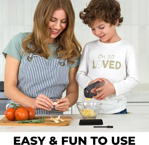 Miniatura 7 de Zulay Kitchen Juego de Prensa de Ajo Grande Premium – A Prueba de Óxido y Apto para Lavavajillas, Herramienta Trituradora de Ajo de Tazón Más Grande