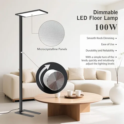 Miniatura 5 de Lámpara de pie LED de 120 W, luz de lectura de 76.8 pulgadas de alto, lámpara de pie de atenuación de 10000 lúmenes, lámpara de lectura