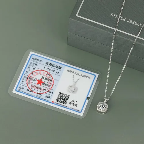 Miniatura 3 de NICE2MYMILI Collares de diamantes de moissanita de 1.0 quilates para mujer, collar de moissanita redondo VVS1 de plata 925 de 18 pulgadas, regalo