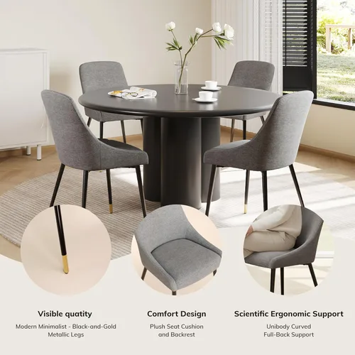 Miniatura 5 de COLAMY LUMA - Juego de 2 sillas de comedor de tela tapizada con patas de metal y cojín acolchado, sillas laterales sin brazos para comedor, cocina
