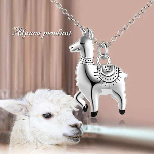 Miniatura 5 de ONEFINITY Collar de plata de ley con dije de llama de alpaca para mujeres y hombres