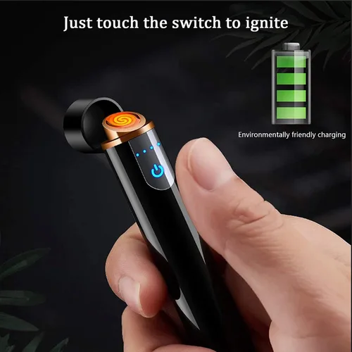 Miniatura 4 de Encendedor electrónico, encendedor recargable por USB, mini tira cilíndrica sin llama, resistente al viento, encendedor eléctrico inteligente