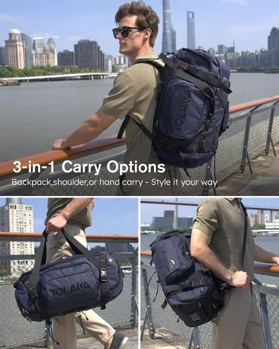 Miniatura 3 de Tolaccea Bolsa de gimnasio para hombres y mujeres, mochila de 40 litros para viajes y deportes con compartimento para zapatos, bolsillo húmedo