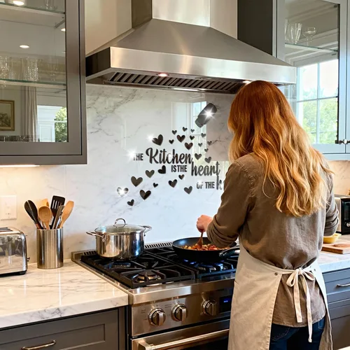 Miniatura 3 de The Kitchen is The Heart of The Home - Adhesivo de pared de espejo, calcomanía de pared de acrílico para cocina, citas inspiradoras, decoración