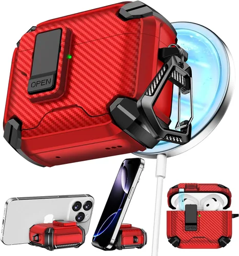 Miniatura 32 de Pohgelan - Funda compatible con AirPods Pro 2ª/1ª (azul) Cerradura magnética automática con kit de limpieza, compatible con Magsafe