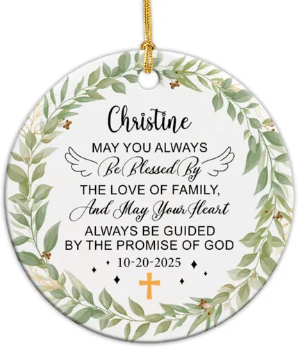 Miniatura 22 de Adorno de cerámica de bautizo bautizado con oso, recuerdo de bautizo personalizado de animales, adorno de bautismo personalizado de Dios bendiga