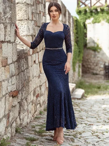 Miniatura 4 de Miusol Vestido largo de encaje retro con mangas 34 para mujer, diseño de cuentas
