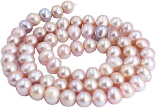 Miniatura 6 de Fabricación de joyas naturales de 0.197-0.236 in cultivadas casi redondas de agua dulce perlas espaciadoras sueltas hebra de 14 pulgadas (rosa)