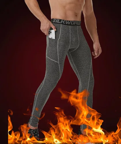 Miniatura 48 de SILKWORLD Paquete de 1 a 3 pantalones de compresión para hombre, con bolsillos, leggings de gimnasio y secado fresco
