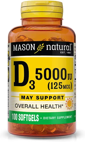 Miniatura 11 de MASON NATURAL Vitamina D3 125 mcg (5000 UI) - Apoya la salud general, fortalece los huesos y los músculos, del aceite de hígado de pescado, 50