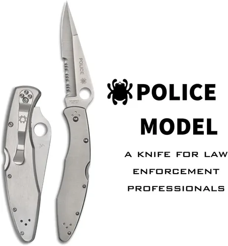 Miniatura 2 de Spyderco Cuchillo de bolsillo plegable Police con hoja de acero VG-10 de 4.2" pulgadas y mango de acero inoxidable - Cuchillo EDC para hombres