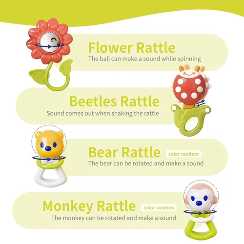 Miniatura 5 de Cuterabit Juego de 12 Sonajeros para Bebés con Estuche de Almacenamiento, Juguetes de Dentición para Bebés, Regalo de Navidad para Recién Nacidos