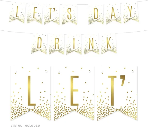 Miniatura 16 de Andaz Press Decoraciones divertidas de pancarta con diseño de confeti dorado metálico sobre blanco para fiestas de jubilación, la aventura comienza