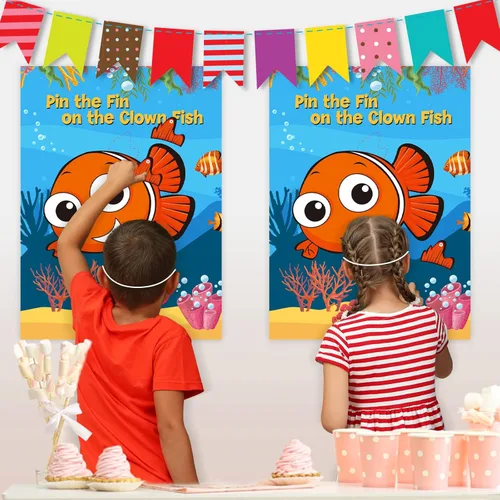 Miniatura 2 de NEBURORA Paquete de 2 pósteres grandes de 21 x 28 pulgadas con 48 calcomanías, suministros de fiesta de cumpleaños con temática oceánica, decoración
