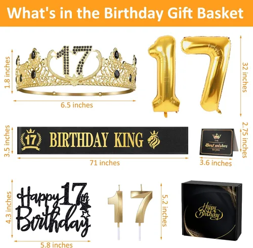 Miniatura 2 de Regalos de cumpleaños número 17 para niño, decoraciones de cumpleaños número 17 para niños, suministros de decoración de fiesta, incluyendo corona