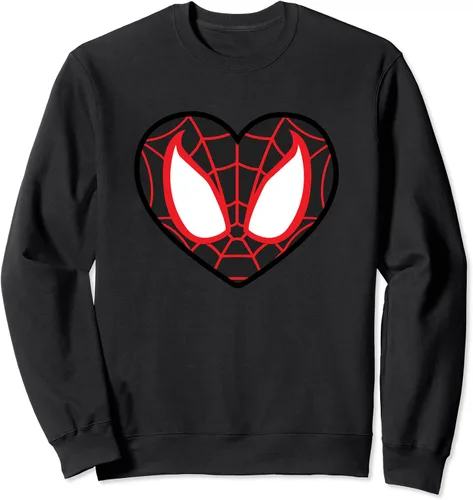 Marvel Ultimate Spider-Man Miles Morales - Sudadera con logotipo de máscara de corazón, Negro -
