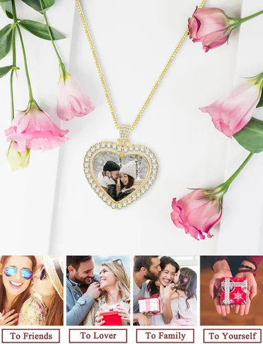 Miniatura 5 de Collar con foto de doble cara, colgante de foto personalizado, collar con colgante giratorio personalizado, collares de fotos personalizados