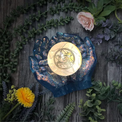 Miniatura 5 de FUNSHOWCASE Manos grandes ahuecadas y bolas de esfera de resina epoxi moldes de silicona, hacer cenicero, plantador, vela, bandeja de baratija