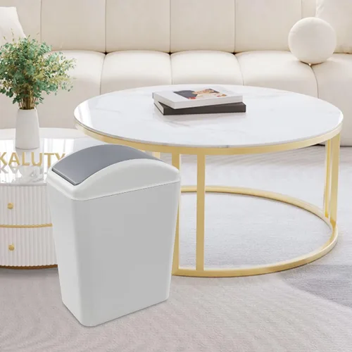 Miniatura 6 de Paquete de 3 cubos de basura de 4.5 galones con tapa abatible, cubo de basura delgado de plástico con parte superior extraíble, cubo de basura