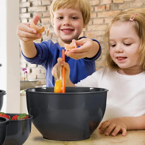 Miniatura 8 de Greentainer Juego de 5 tazones de plástico con tapas para cocina, juego de 5 cuencos para mezclar, hornear, preparar, cocinar y servir alimentos