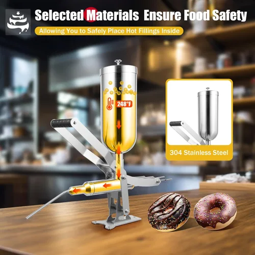 Miniatura 5 de Máquina de llenado manual de churro Máquina de llenado de churro español 5L Máquina de llenado de rosquillas de acero inoxidable para comercial
