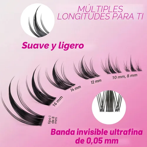 Miniatura 4 de VEYESBEAUTY Extensiones de Pestañas en Racimo Banda Delgada e Invisible DIY Pestañas Postizas Individuales Serie de Cinco Segundos