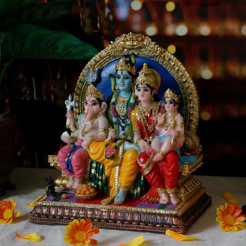 Miniatura 3 de alikiki Estatua familiar de Dios Shiva hindú – 6.9 pulgadas de alto Murti Shiva Familia Diwali regalo Pooja Artículo Puja Regalos para amigos