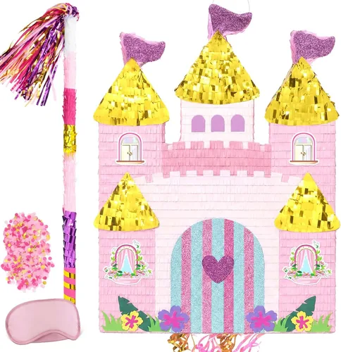Miniatura 66 de Piñata plegable de unicornio, suministros para fiesta de cumpleaños, piñata extensible con bate y flecos, decoración de fiesta temática, piñatas